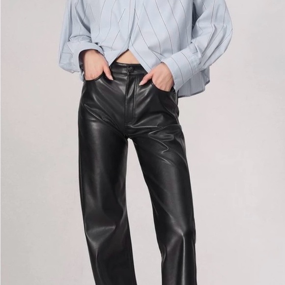 Mens Leather Leather Straight Leg Jeans Women Faux Leather Work Pants Relaxed Fit Casual Dressy High Mens Leather Leather Straight Leg Jeans Women Faux Leather Work Pants Relaxed Fit Casual Dressy High